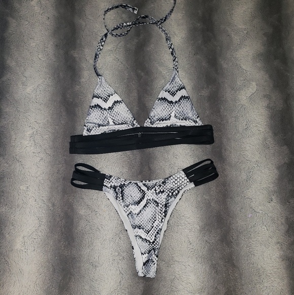 😻😻 M/L SEXY STRAPPY SNAKE PRINT BIKINI - Picture 2 of 8